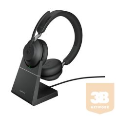   JABRA Fejhallgató - Evolve2 65 UC Duo Stereo Bluetooth Vezeték Nélküli, Mikrofon + Töltő állomás