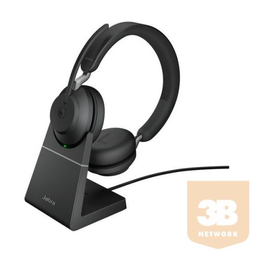 JABRA Fejhallgató - Evolve2 65 MS Teams Stereo Bluetooth Vezeték Nélküli, Mikrofon + Töltő állomás