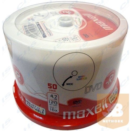 MAXELL DVD lemez -R 4.7GB 50db/Henger 16x Shrink Nyomtatható