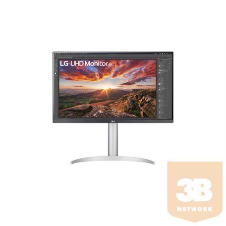 LG IPS monitor 27" 27UP850-W, 3840x2160, 16:9, 400cd/m2, 5ms, 60Hz, HDR, 2xHDMI/DP/USB-C/2xUSB, hangszóró, Pivot