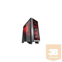   Rampage Számítógépház - Chaser (fekete; ablakos; ATX; alsó táp; 4x120mm LED; 1xUSB3.0 + 2xUSB2.0, I/O; porszűrő)