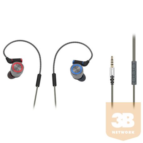 Rampage Fülhallgató - SN-J8 Elegant (mikrofon, 3.5mm TRRS jack, 1.2m kábel, szürke)