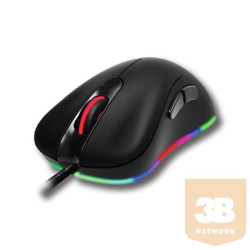 Rampage Egér Gamer - SMX-R50 HOWL (3200DPI, 4 gomb, makro, LED, harisnyázott kábel, fekete)