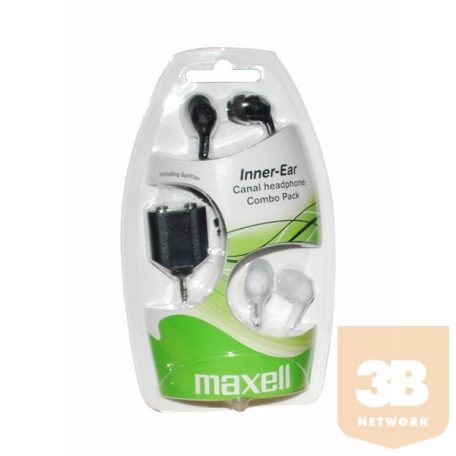 MAXELL Fülhallgató CANALZ Combo-2, 3.5mm jack, Fekete + Fehér