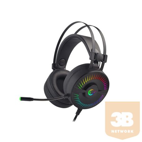 Rampage Fejhallgató - RM-2019G X-TITAN RGB (7.1, mikrofon, USB, hangerőszabályzó, nagy-párnás, 2.1m kábel, fekete)