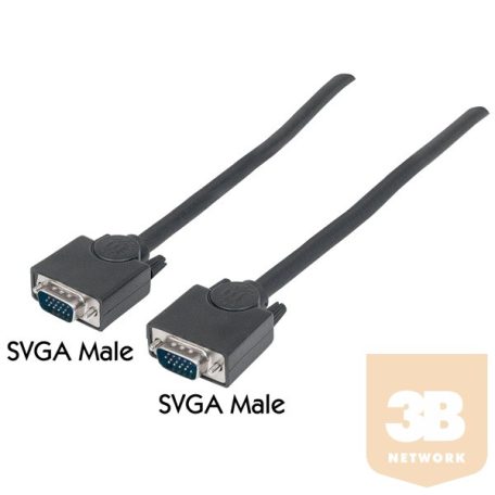 Manhattan Kábel - SVGA Monitor kábel, HD15 Male / HD15 Male, 3m