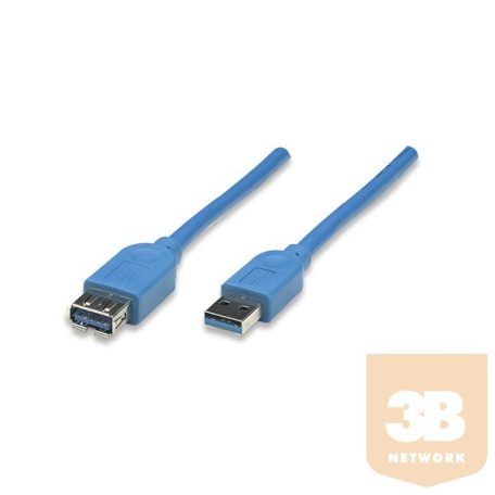 Manhattan Kábel - USB3.0 hosszabbító kábel, 2m, Kék