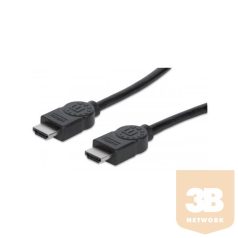   Manhattan HDMI kábel 323215 High Speed HDMI kábel with Ethernet HEC, ARC, 3D, 4K, HDMI Apa/Apa, Shielded, 2m, Fekete