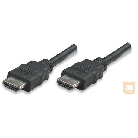 Manhattan HDMI kábel, monitor, HDMI/HDMI 1.4, Ethernet, 3m, fekete, nikkelezett csat
