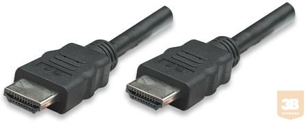 Manhattan HDMI kábel, monitor, HDMI/HDMI 1.4, Ethernet, 3m, fekete, nikkelezett csat