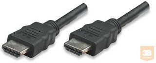 Manhattan HDMI kábel, monitor, HDMI/HDMI 5m, árnyékolt, fekete, Ethernet Chanel