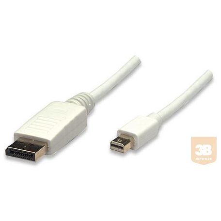 Manhattan monitor kábel, Mini DisplayPort --> DisplayPort, M/M, fehér, 2m