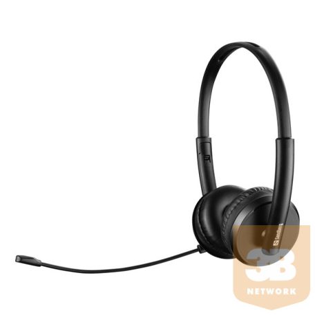 Sandberg Fejhallgató - USB Office Headset Saver (mikrofon; 3,5mm jack; hangerő szabályzó; 1,5m kábel; fekete)