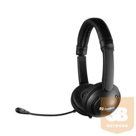 Sandberg Fejhallgató - MiniJack Chat Headset Saver (mikrofon; 3,5mm jack; hangerő szabályzó; 1,8m kábel; fekete)