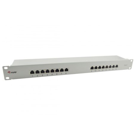 Equip Patch panel - 326317 (16 port, Cat.6, árnyékolt, szürke)