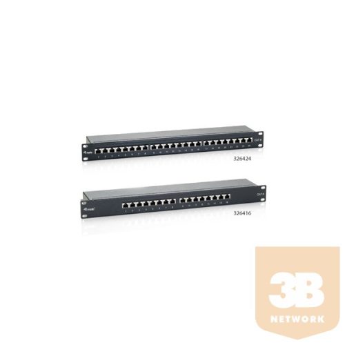 Equip 19'' patch panel 24 portos 1U cat.6 árnyékolt, fekete