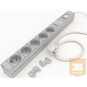   DI-STRIP Safety Standard hálózati elosztó 5db aljzattal, kapcsolóval, túlfeszültség védelemmel + zavarszűrő