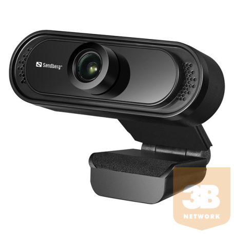 Sandberg Webkamera - USB Webcam 1080P Saver (1920x1080, 30 FPS, USB 2.0, univerzális csipesz, mikrofon, 1,2m kábel)