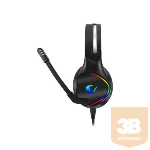 Rampage Fejhallgató - RM-K10 AMAZING RGB (7.1, mikrofon, USB, ANC, hangerőszabályzó, nagy-párnás, 2,2m kábel, fekete)