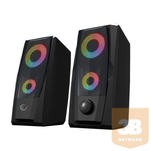 Rampage Hangszóró 2.0 - RMS-X9 2.0 RGB (6W RMS; hangerőszabályzó; USB, RGD LED, Piros)