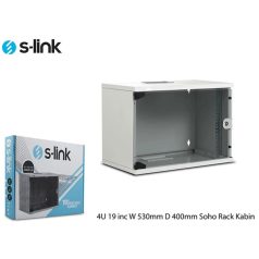   S-Link fali rackszekrény - 4U 19" fali kivitel (190x530x400mm, Flatpack, világosszürke), lapraszerelt