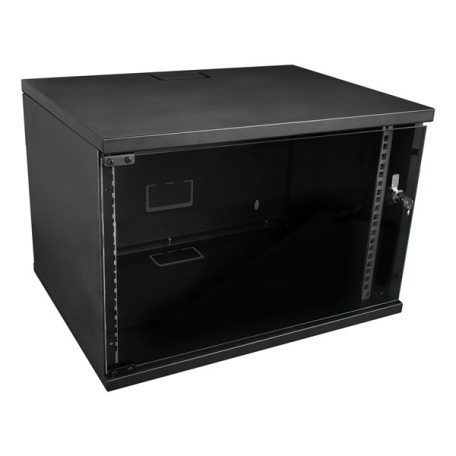 S-Link fali rackszekrény - 7U 19" fali kivitel (320x530x400mm, Flatpack, fekete) lapraszerelt