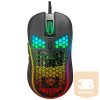 Everest Gamer Egér - SM-G66 X-HOLE  (8000 DPI, 7gomb, 1,5m harisnyázott kábel,optikai, fekete, RGB LED)