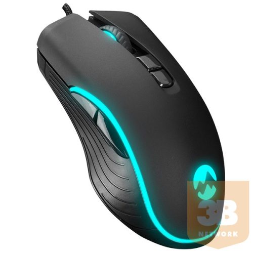 Everest Gamer Egér - SM-G56 CORAX  (7200 DPI, 7gomb, 1,5m harisnyázott kábel,optikai, fekete, RGB LED)