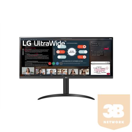 LG IPS monitor 34" 34WP550-B, 2560x1080, 21:9, 250cd/m2, 5ms, 75Hz, HDR, 2xHDMI, dönthető/állítható magasság
