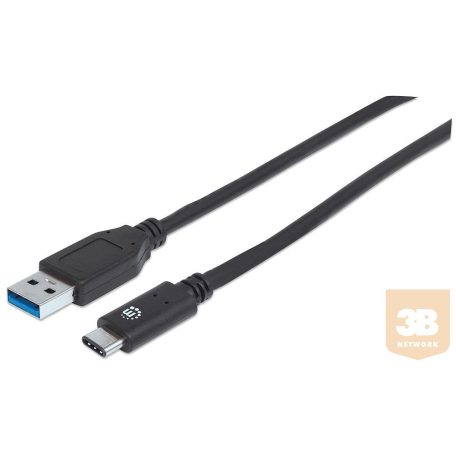 Manhattan USB 3.1 Gen2 kábel, C-típusú / A-típusú, apa/apa, 1m, fekete