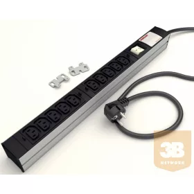   DI-STRIP IEC320 hálózati elosztó 10db aljzattal, kapcsolóval
