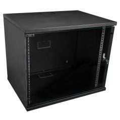   S-Link fali rackszekrény - 9U 19" fali kivitel (400x530x400mm, Flatpack, fekete), lapraszerelt