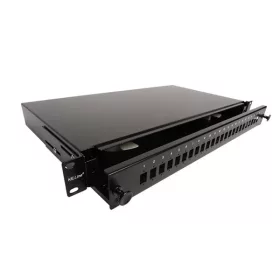   KELINE optikai patch panel kihúzható, 1U, 24xSC, LC duplex, LSH(E2000) toldó számára