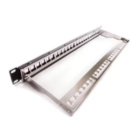   KELINE Patch Panel 1U 24 db keystone modul számára, csatlakozó nélkül, Fekete