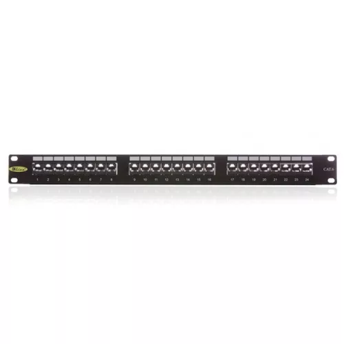 KELINE Patch Panel CAT.6 UTP 24 portos 1U Kompakt, Fekete