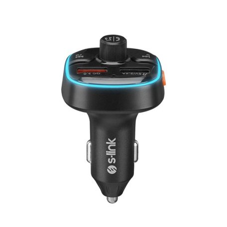 S-Link FM Transmitter - SL-BT240 Bluetooth  (BT5.0.; Dual USB, MicroSD; 3A USB gyorstöltő, LED kijelző)