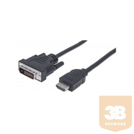 Manhattan 372503 HDMI kábel HDMI Apa/ DVI-D 24+1 Apa, Dual Link, 1.0m Fekete