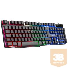   Everest Gamer Billentyűzet - KB-188 Borealis Rainbow (N-key, USB, fekete, magyar, RGB LED)