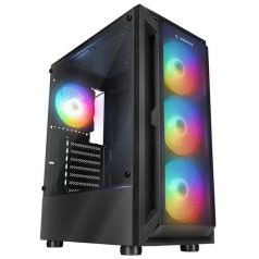   Rampage Számítógépház - SHIVA  (fekete; ablakos; ATX/Micro ATX/Mini-ITX; alsó táp; 4x120mm LED)