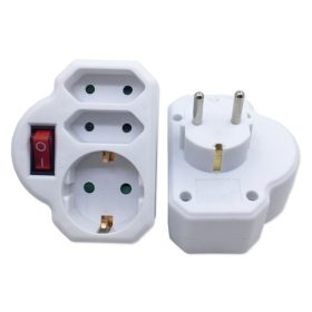   BLACKBIRD Hálózati Dugalj elosztó 250V, Max:3680W 1x16A/250V + 2x2.5A/250V GBK-01/01-2 gyerekvédelem, Fehér