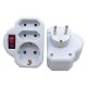 BLACKBIRD Hálózati Dugalj elosztó 250V, Max:3680W 1x16A/250V + 2x2.5A/250V GBK-01/01-2 gyerekvédelem, Fehér