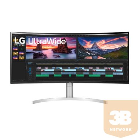 LG ívelt 144Hz monitor 38" - 38WN95C, 3840x1600, 21:9, 450 cd/m2, HDMIx2,USB3.0x2, USB-C,Thunderbolt