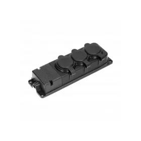   ORNO, OR-AE-13166(GS), Gumi elosztó 3 aljzat, ütésálló, 230V, 16A, IP44, 50X73X228mm