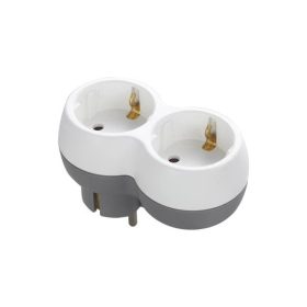   ORNO, OR-AE-13238(GS),  2x2P+E  2-es elosztó, 230V, 16A, IP20, 55,4X99,4X58,5mm, Fehér/Szürke