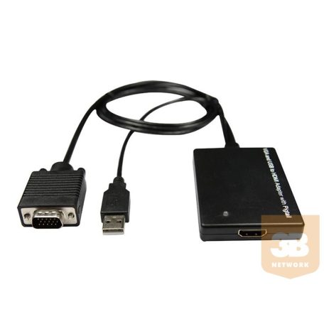 VGA+USB - HDMI converter, lengőkábeles