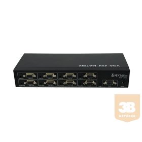 VGA+audio mátrix, 4in-4out, infra, RS232