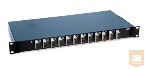 AMP 19" SC optikai panel, 12db duplex MM toldóval (300mm fiókos) fekete (4-1206138-4)