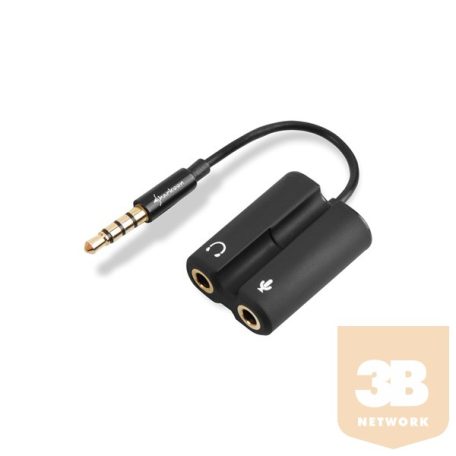 Sharkoon Kábel Átalakító - PMP35 (3,5mm TRRS jack - 3,5mm audio + mikrofon jack; fekete)