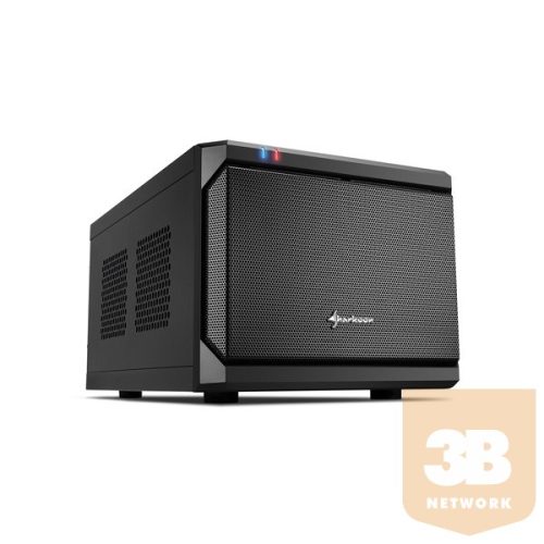 Sharkoon Számítógépház - QB One (fekete; fekete belső; mITX; 2xUSB3.0; 2xUSB2.0; I/O; 120mm ventilátor)