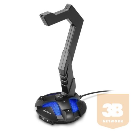 Sharkoon Fejhallgató állvány - X-Rest 7.1 (PC/PS4, beépített 7.1 hangkártya, USB, 120x120x260 mm, műanyag, fekete)